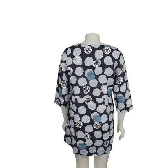 White Stuff Linen Tunic Top Shirt Blue Polka Dot Floral Size 6 - Picture 7 of 12